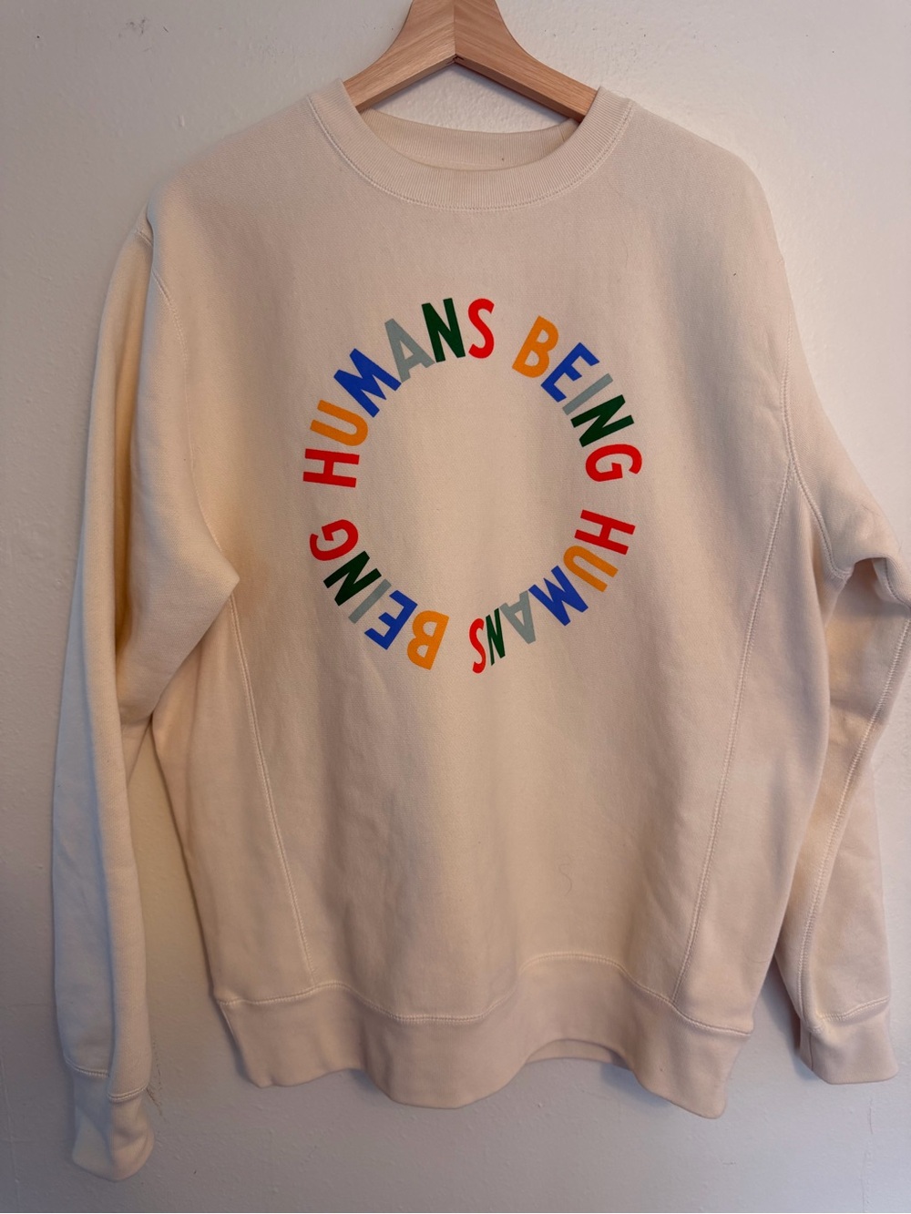 Cream 'Humans Being' Graphic Crewneck Sweatshirt